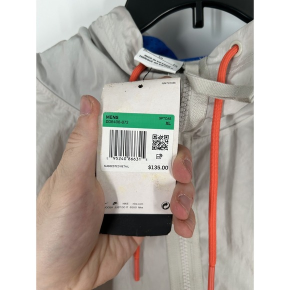 Nike Air Sportswear Unlined Anorak Hooded Jacket Men's XL Light Bone DD6406-072 - Picture 6 of 10